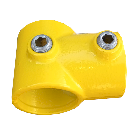 A02 (101) Powder Coated Short Tee Clamp Lockinex Yellow RAL 1023 42.4mm