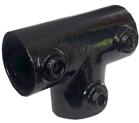 Powder Coated Long Tee Clamp Lockinex Black RAL 9005 42.4mm Dia
