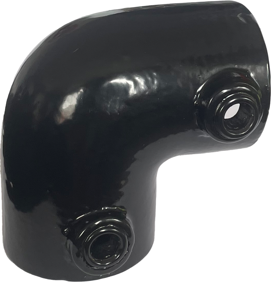 Powder Coated 90 Degree Elbow Clamp Lockinex Black RAL 9005 42.4mm Dia