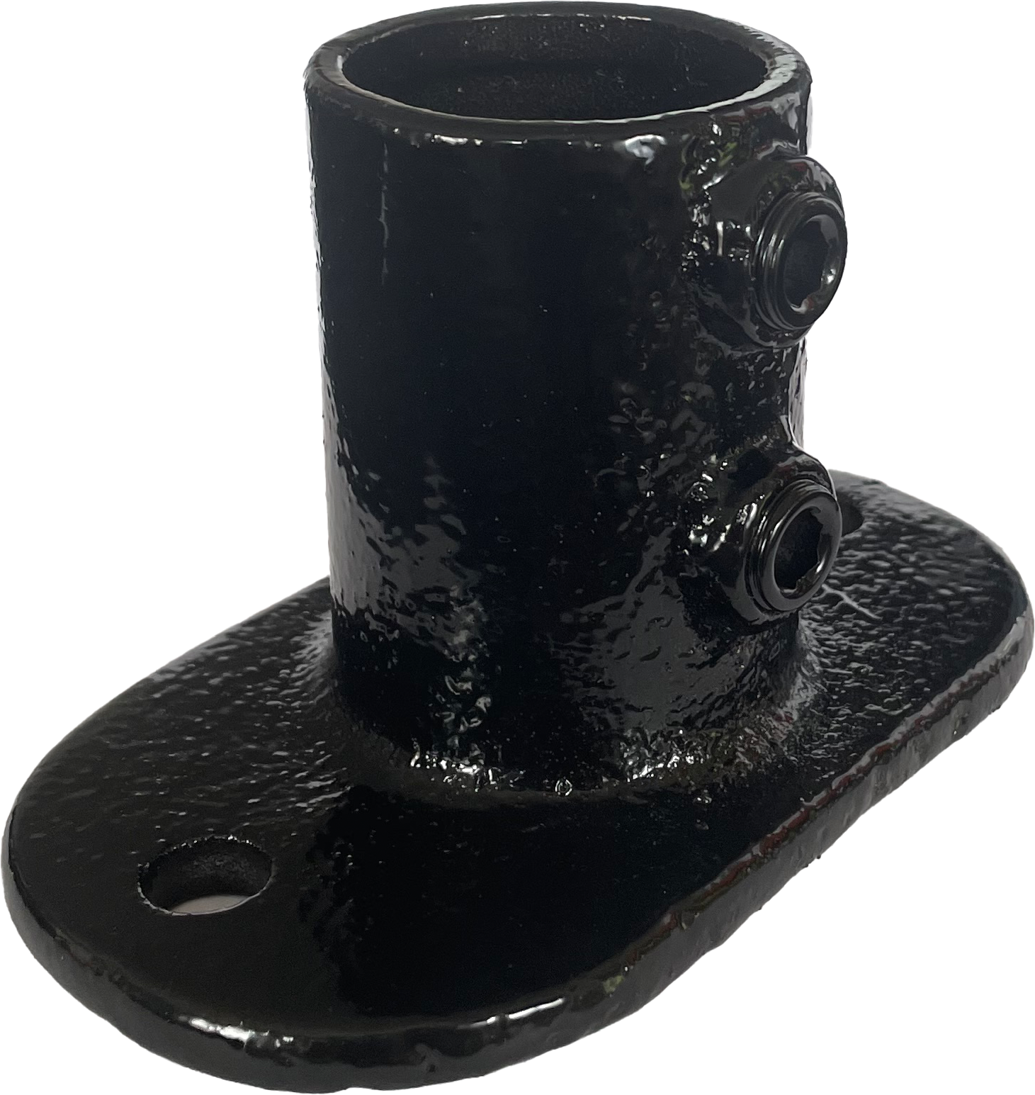 Powder Coated Structural Base Plate Lockinex Black RAL 9005 42.4mm Dia