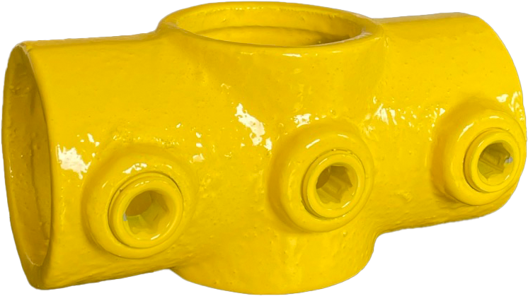 Powder Coated 4 Way Middle Cross Lockinex Yellow RAL 1023 42.4mm Dia