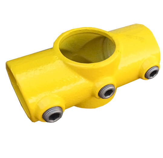 A22 (119) Powder Coated 4 Way Middle Cross Lockinex Yellow RAL 1023 42.4mm Dia