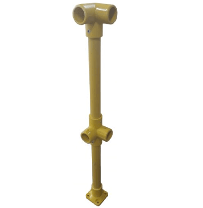 Ready made corner post - 500mm horizontal rail centres (typically used with kickplate/toe board) Handrails & Railing Systems Lockinex Yellow