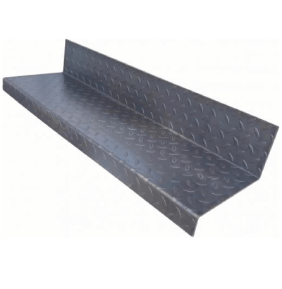 800x265x4.5mm Solid Durbar Stair Tread. Self-Colour 145mm Turn Up 50mm Turn Down Lockinex