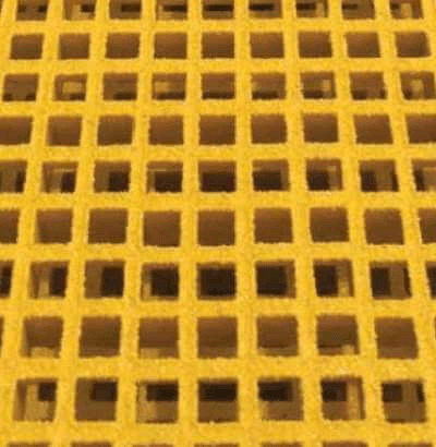 GRP Mini Mesh Grating - 38mm thick GRP Flooring Gripatex Yellow 2400x1000mm