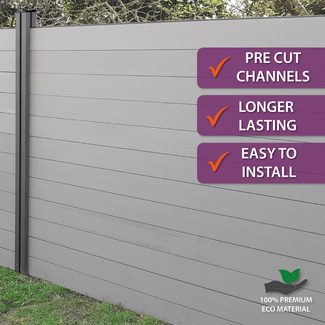 Composite Fencing Panels Lockinex Light Ash