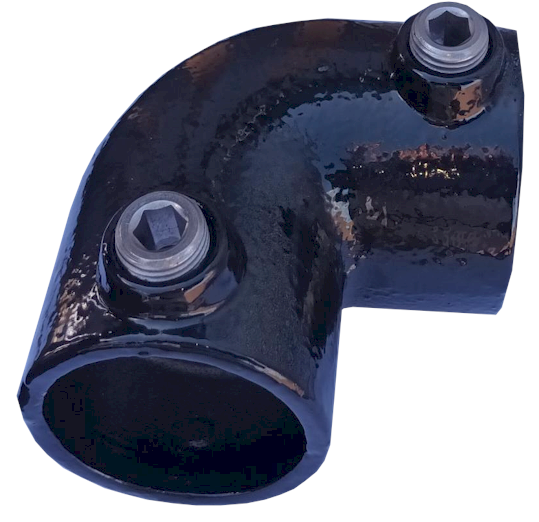 A06 (125) Powder Coated 90 Degree Elbow Clamp Lockinex Black RAL 9005 42.4mm Dia
