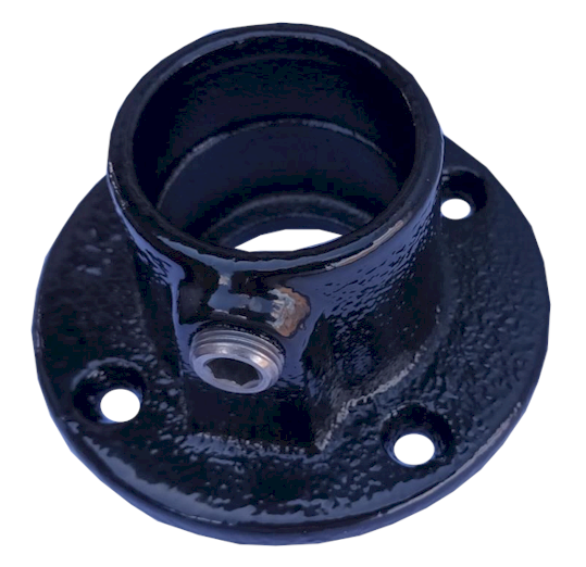 A10 (131) Powder Coated Round Plate Powder coated Key Clamp Lockinex Black RAL 9005 42.4mm Dia