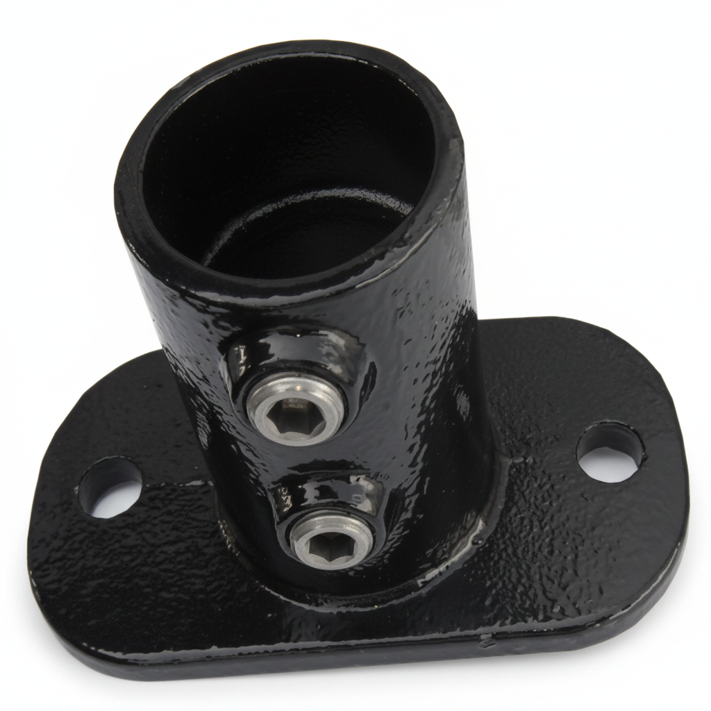 A12 (132) Powder Coated Structural Base Plate Powder coated Key Clamp Lockinex Black RAL 9005 42.4mm Dia