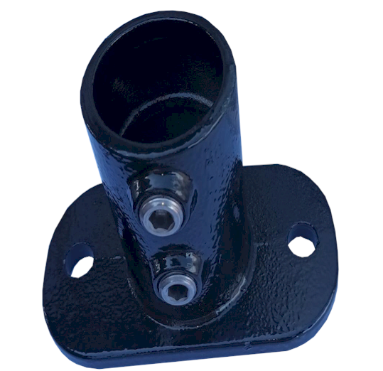 A12 (132) Powder Coated Structural Base Plate Lockinex Black RAL 9005 42.4mm Dia