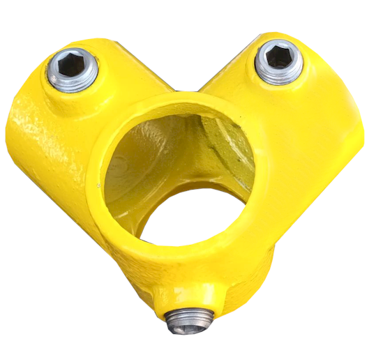 A20 (116) Powder Coated 4 Way Corner Lockinex Yellow RAL 1023 42.4mm Dia