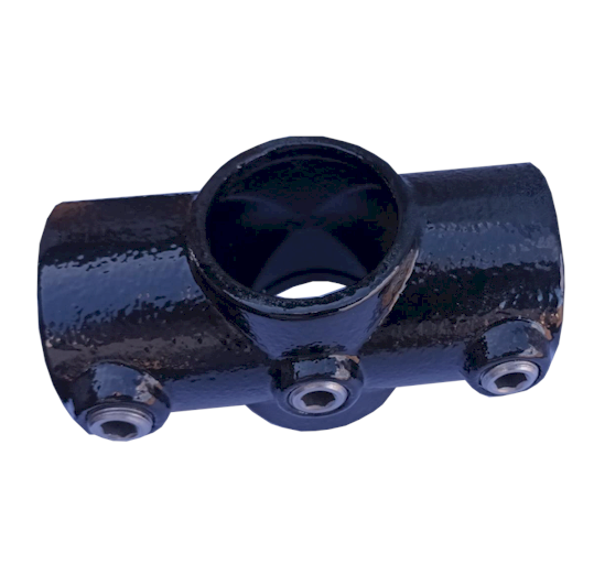 A22 (119) Powder Coated 4 Way Middle Cross Lockinex Black RAL 9005 42.4mm Dia