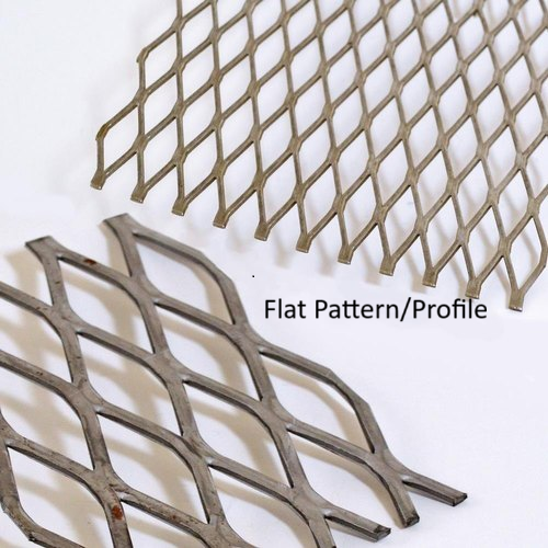 Mild Steel Expanded Mesh Sheets-Raw Steel Lockinex Flat Pattern/Profile 1250 x 1250mm 2.79x0.81mm(35% Open Area)0.76x0.58 Strand