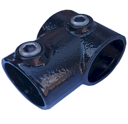 A02 (101) Powder Coated Short Tee Clamp Lockinex Black RAL 9005 42.4mm