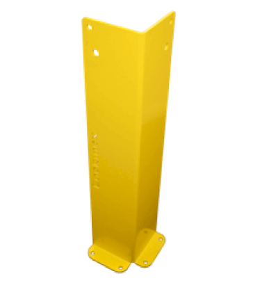 Steel corner guard/protector 800mm tall. Hi-vis yellow.