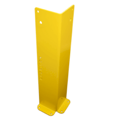 Steel corner guard/protector 800mm tall. Hi-vis yellow.  Lockinex   
